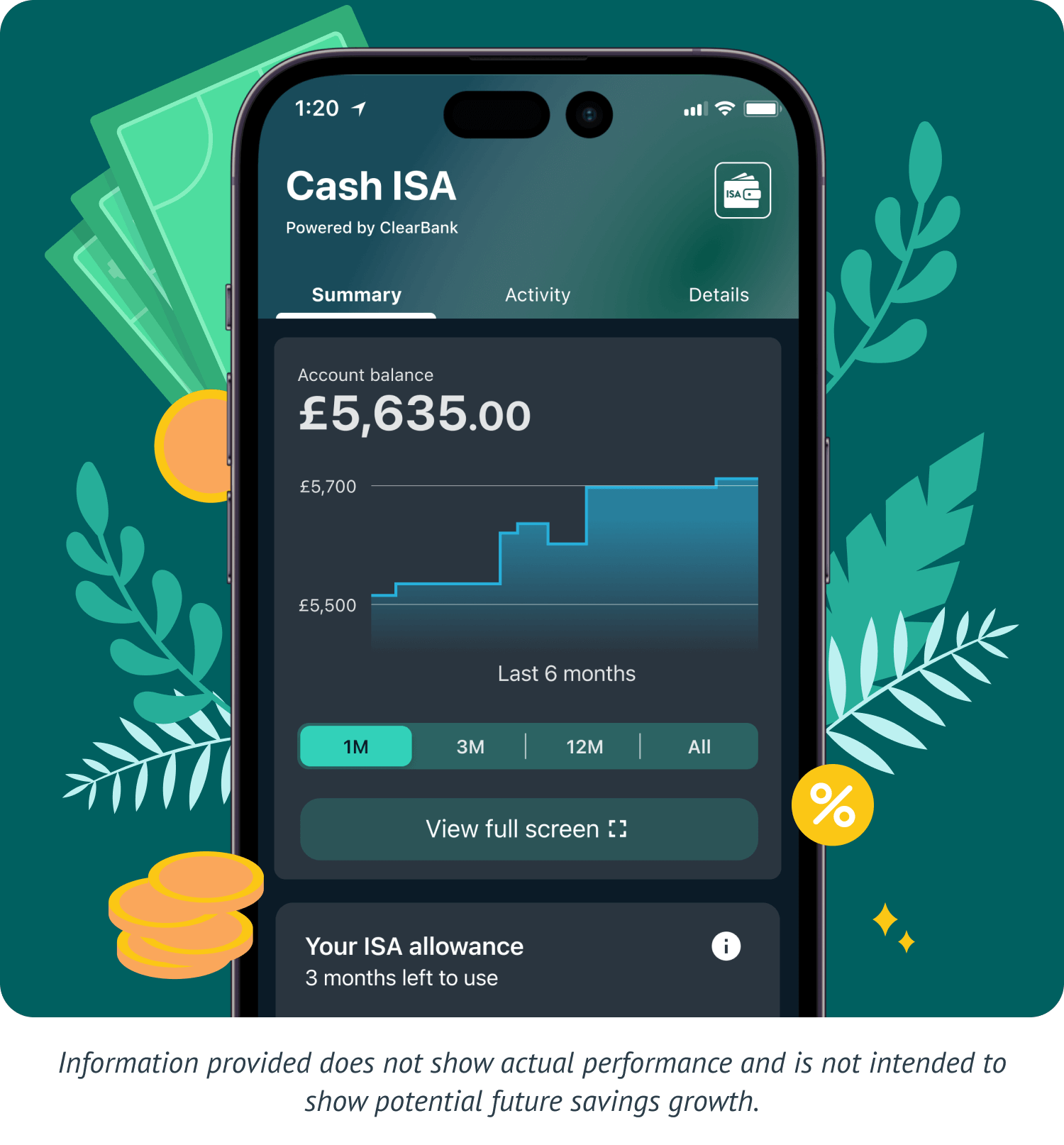 A snapshot of an example Wealthify Cash ISA account.