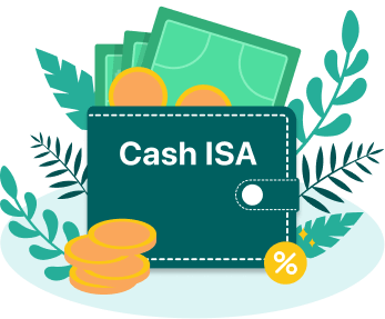 An icon of a wallet with the word 'Cash ISA' imprinted on it.