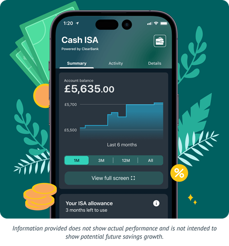 An example Wealthify Cash ISAA account displayed on mobile.