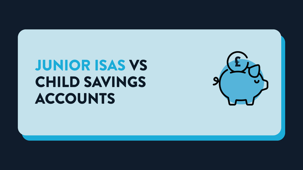 An icon of a blue piggy bank with a pound coin dropping into it next to text reading