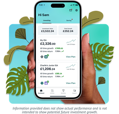 a screenshot example of a Wealthify ethical S&S ISA and Junior ISA plan